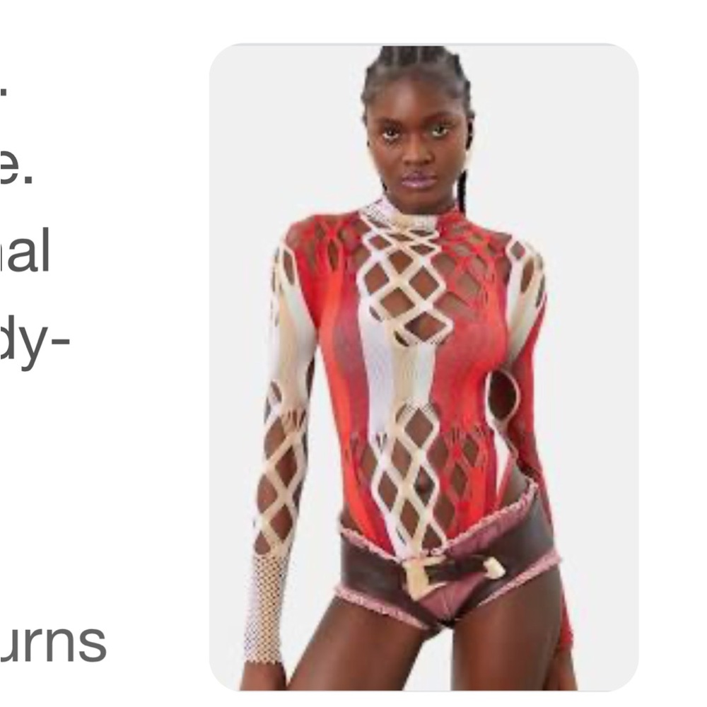 POSTER GIRL Red and White Patterned Bodysuit